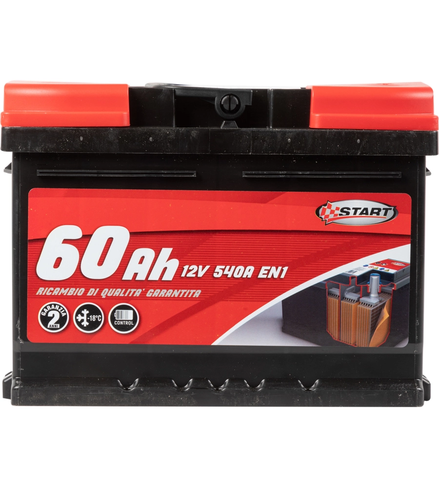 Batteria auto 60ah 12v 540a polo positivo destro cassetta l2